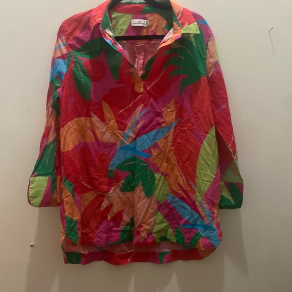 Vineyard Vines Tunic Wild Neon Jungle Shirt—Unleash Chaos Sz L - Picture 1 of 7